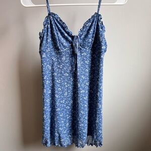 American Eagle Blue Floral Slip Dress babydoll style